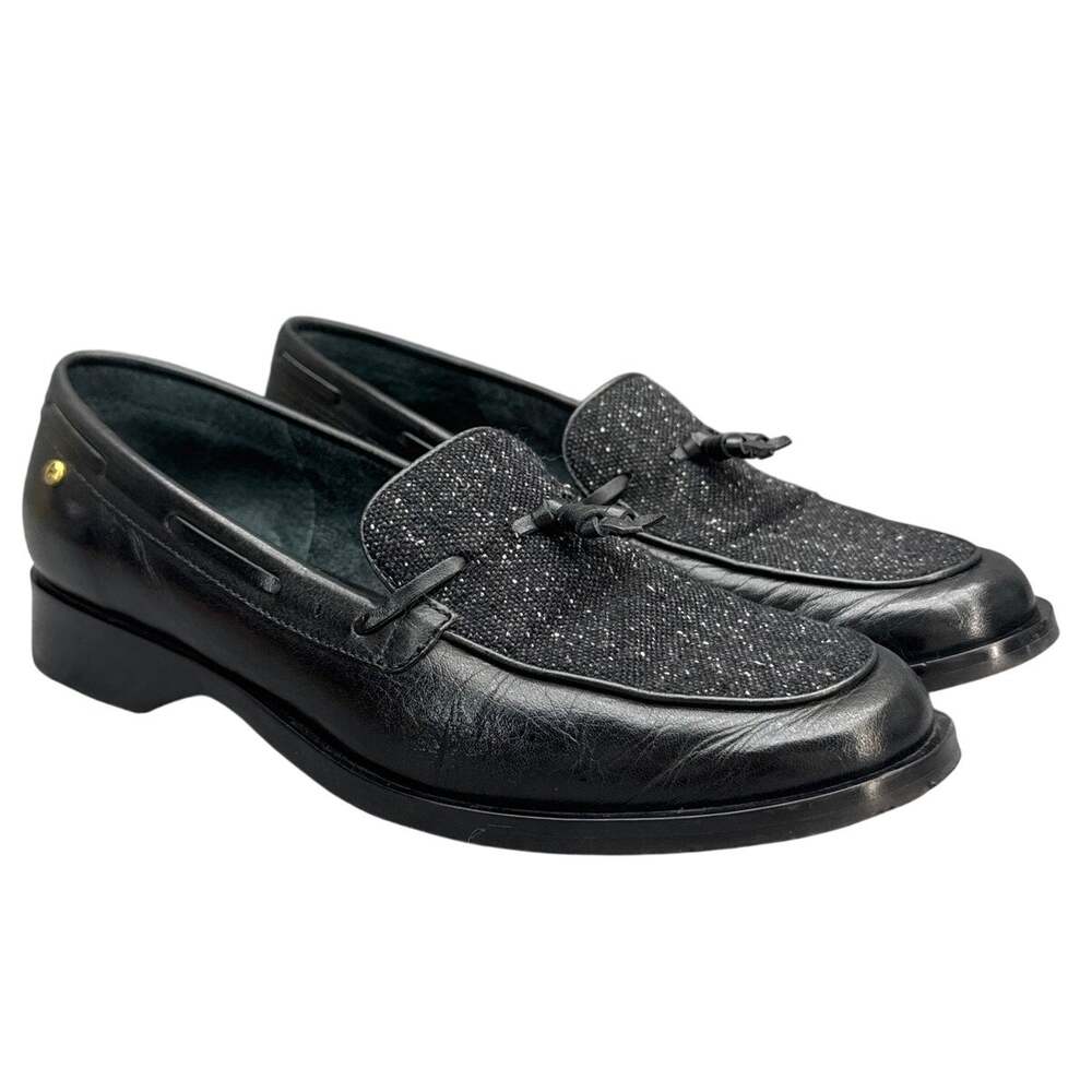 Etienne Aigner Gotham Vintage Off Black Leather Tassel Dress Loafer Women  7.5